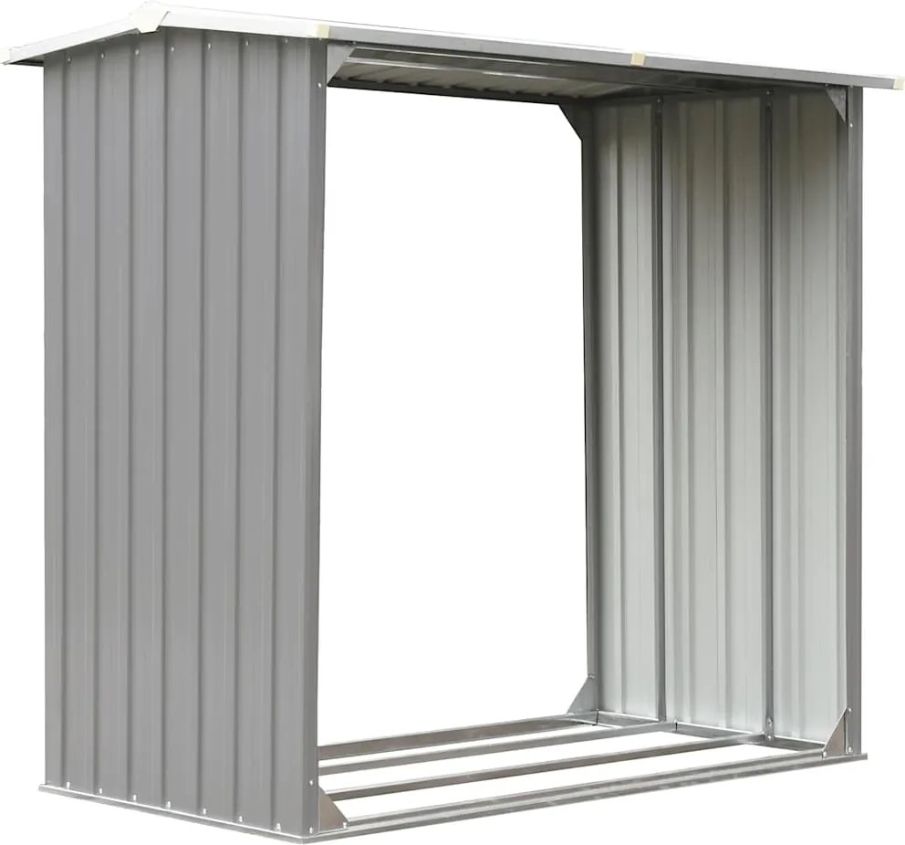 vidaXL Záhradná kôlňa na drevo z pozinkovanej ocele 172x91x154 cm sivá
