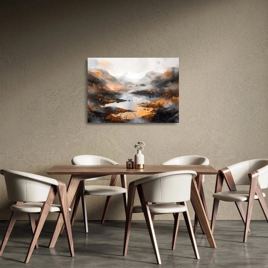 Sklenený obraz - Maľba horskej krajiny (70x50 cm)