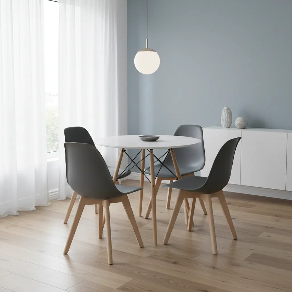 Tmavosivá stolička KITO s bukovými nohami