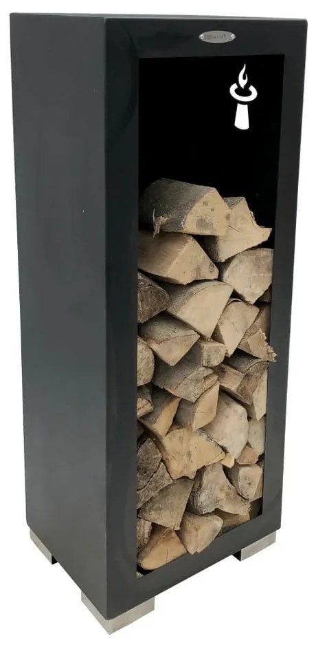 Čierny oceľový zásobník na drevo Remundi, šírka 50 cm