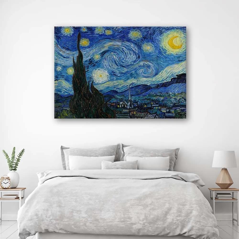 Obraz na plátně reprodukce hvězdné noci van gogh - 90x60 cm