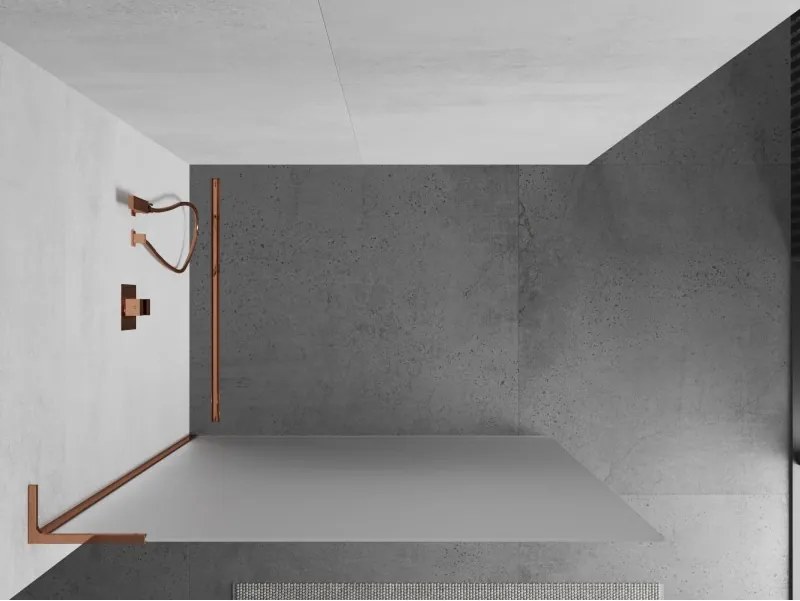 Mexen Kioto L, sprchová zástena Walk-In 100 x 200 cm, 8mm sklo námraza, ružové zlato profil, 800-100-103-60-30