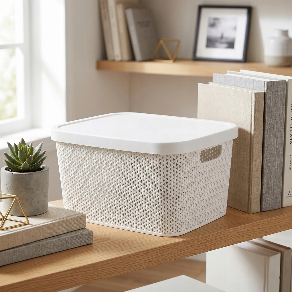 Multifunkčný kôš s vekom, úložný box s vekom 5,5l ALTOM - biely