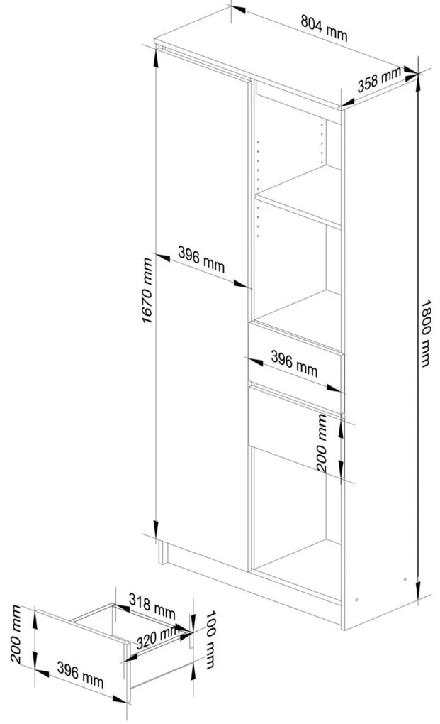 Skriňa Rexa II 80 cm biela/červená