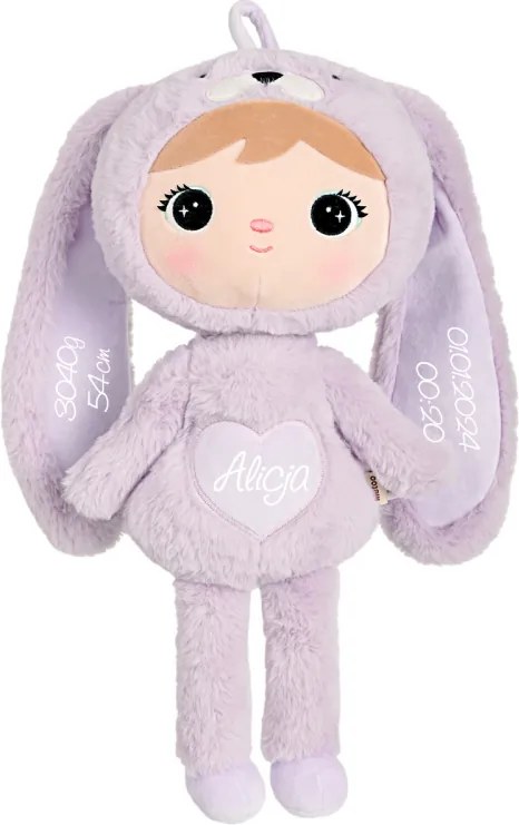Mojkáčik - Bábika zajačik fialová 48 cm