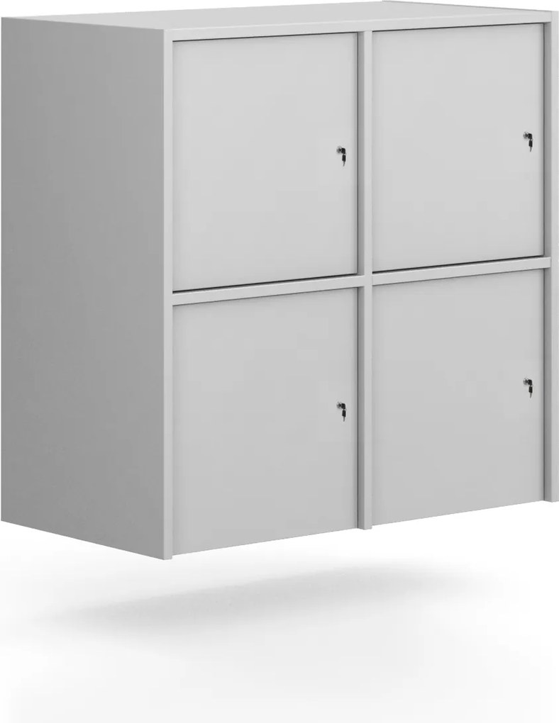 Nadstavba pre skrine FRAME, 4x dvere, 872 x 450 x 854 mm, cylindrický zámok, sivá