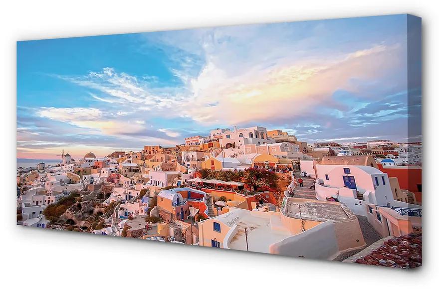 Obraz na plátne Grécko panorámu mesta západ slnka 125x50 cm