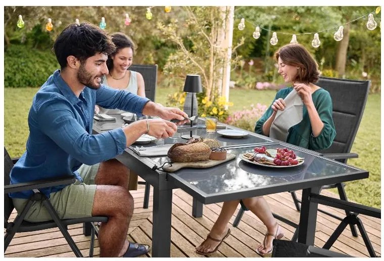 Livarno home Hliníkové kreslo Toronto s vysokým operadlom, antracitové, 2 kusy + Podsedák, červenohnedý, 2 kusy  (800010772)