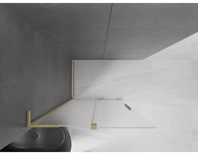 Mexen Velar L, posuvná sprchová zástena Walk-in 120 x 200 cm, 8mm sklo námraza, zlatá matná, 871-120-003-33-55