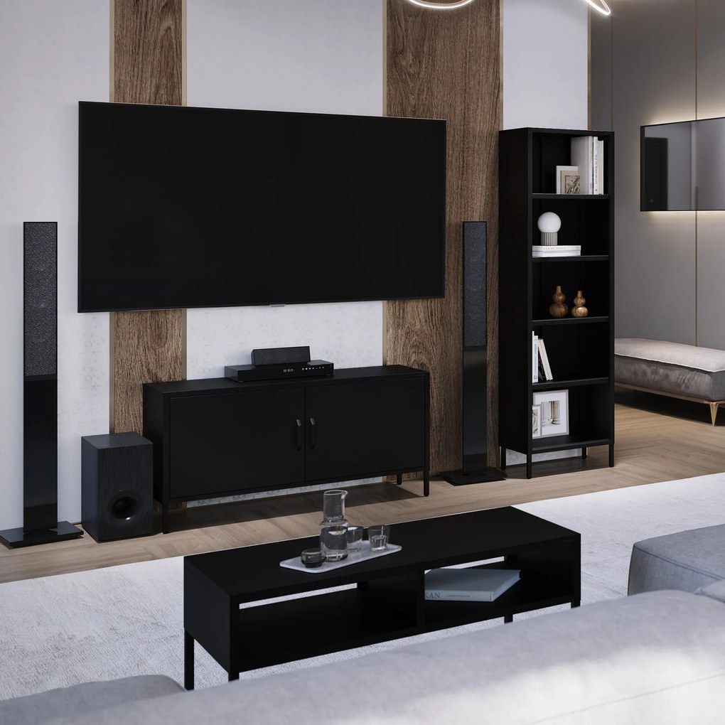 Čierny kovový obdĺžnikový konferenčný stolík, 900x450x450 mm: MATTEO