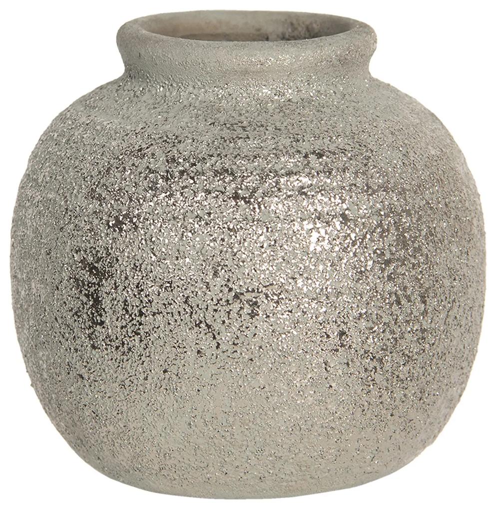 Šedivá váza Kelly s patinou a odreninami - Ø 8 * 8 cm