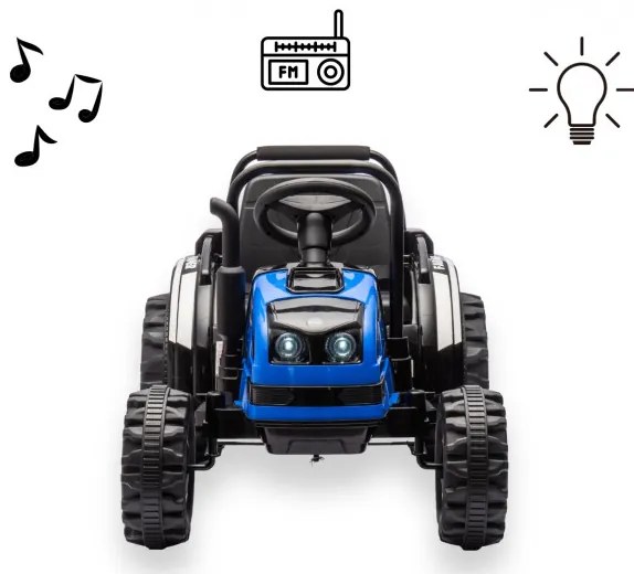 Elektrický traktor s prívesom Farmer modrý