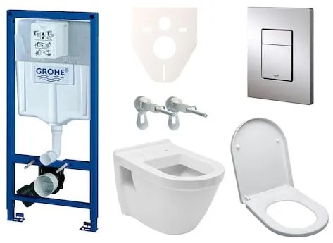 Cenovo zvýhodnený závesný WC set GROHE do ľahkých stien / predstenová montáž + WC Vitra Integra vr. sedátka 38528SET-KH, 1 ks