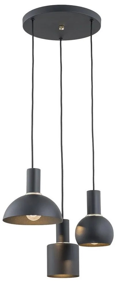 Argon 1472 - Luster na lanku SINES 3xE27/15W/230V čierna