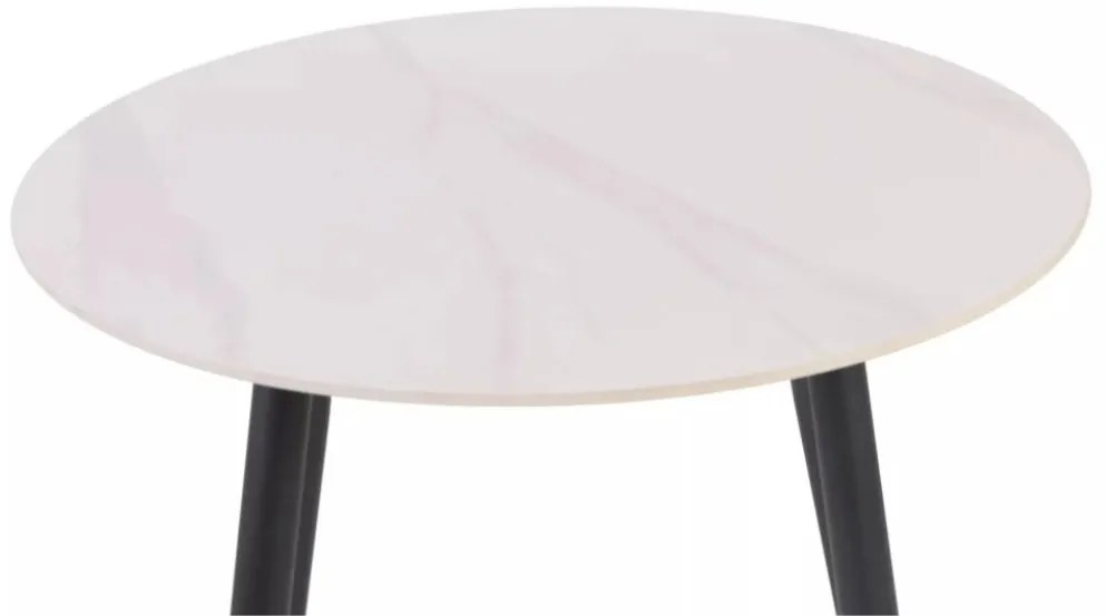 Okrúhly jedálenský stôl RION 90 cm s keramickou doskou, biely mramor