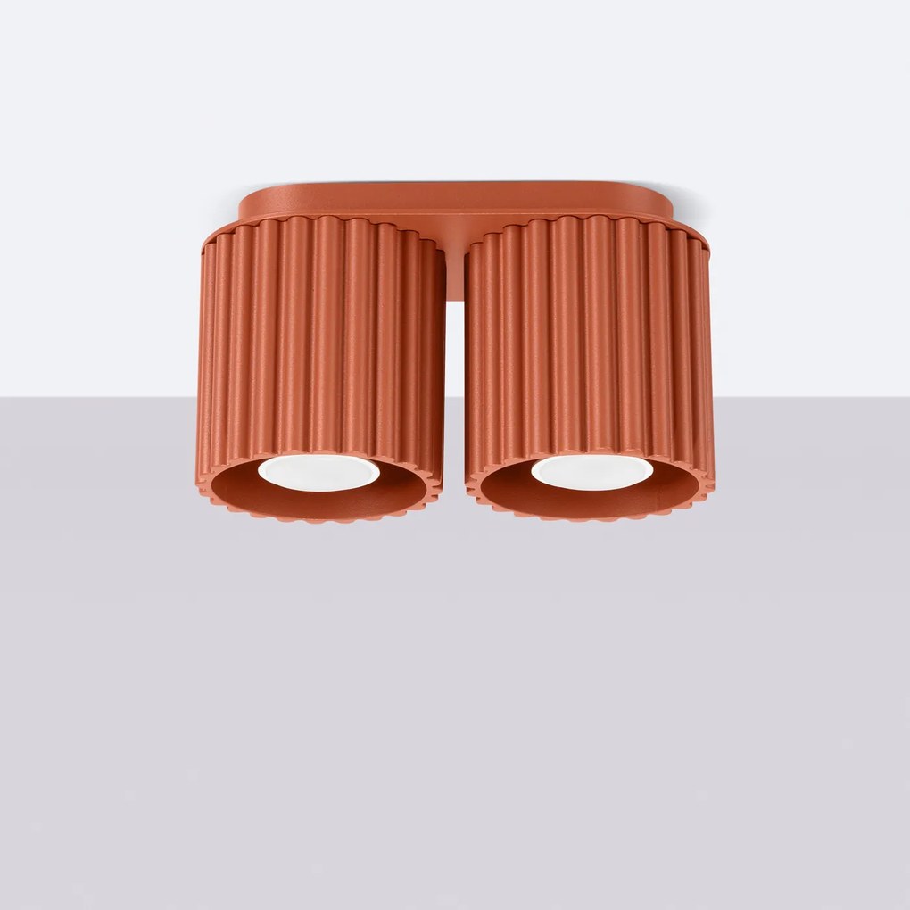 Stropné svietidlo Aura, 2x okrovo červené hliníkové tienidlo, (10 cm)