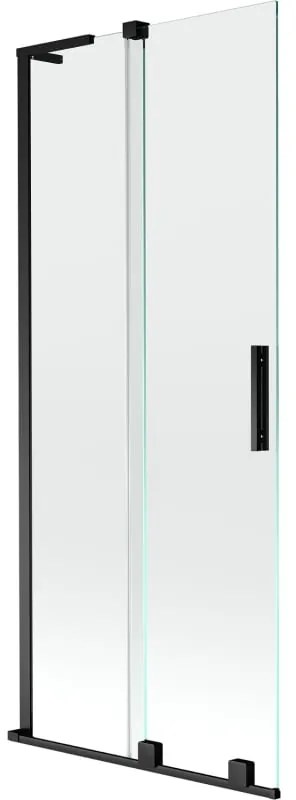 Mexen Velar L, 2-krídlová posuvná vaňová zástena 80 x 150 cm, 8mm číre sklo, čierna matná, 896-080-003-01-70