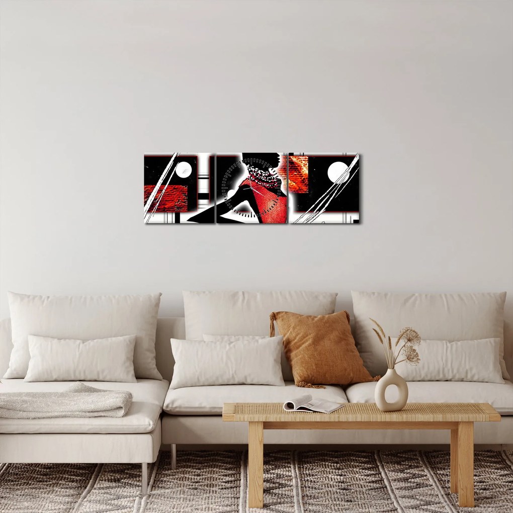 Obraz maľby starovekej dámy (s hodinami) (90x30 cm)