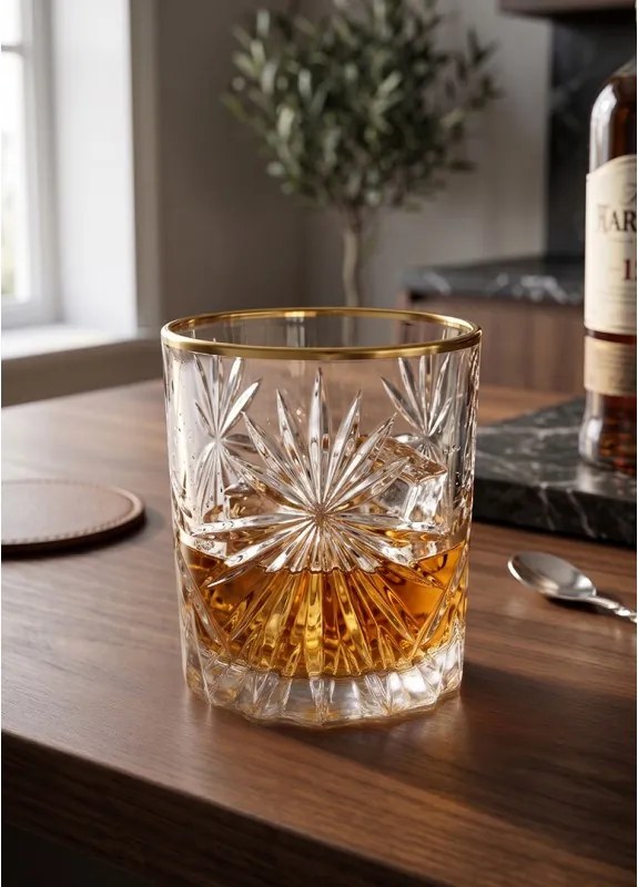 BOHEMIA PRESTIGE FIORE GOLD POHÁR NA WHISKY 320ML SADA 6KS