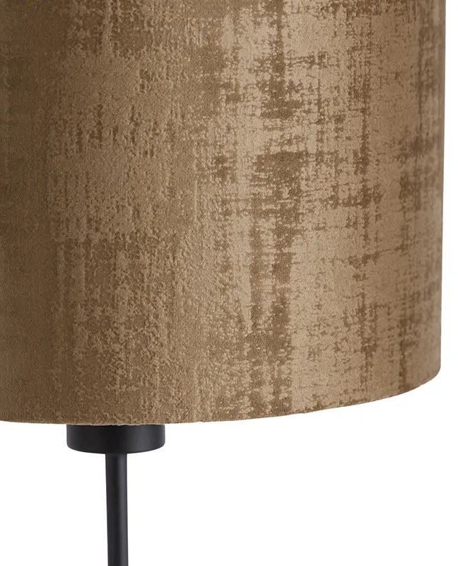 Stolná lampa čierna s hnedým zamatovým tienidlom 25 cm nastaviteľná - Parte