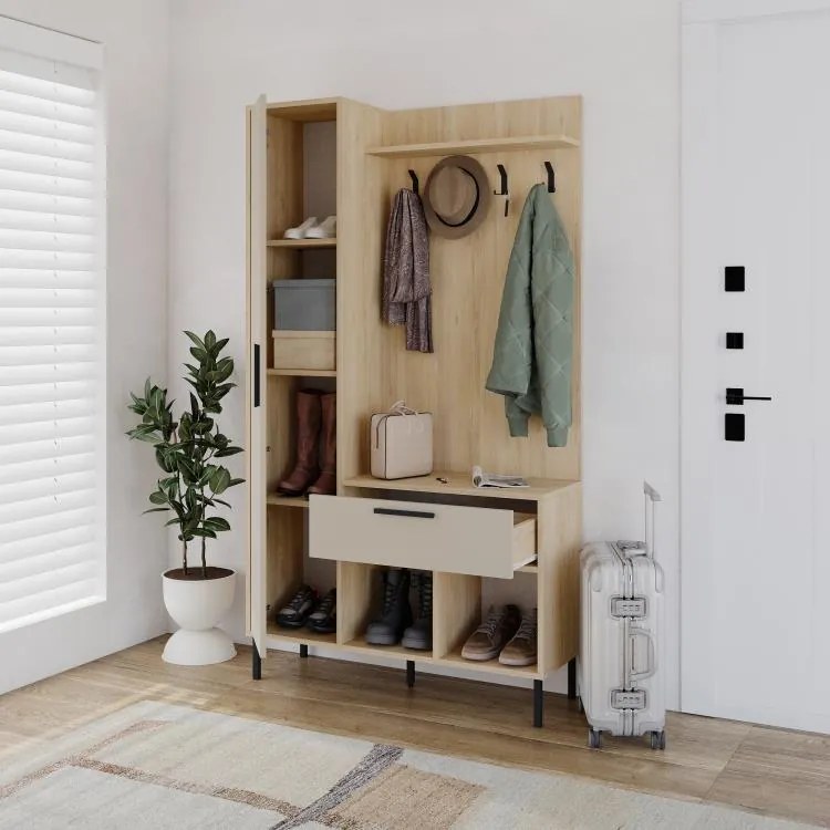 Predsieňová stena Houseland Acton dub safírový/pieskovec