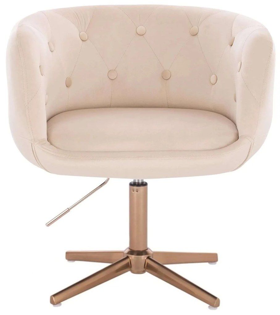 LuxuryForm DESIGN Kreslo MONTANA VELUR na zlatom kríži - krémové