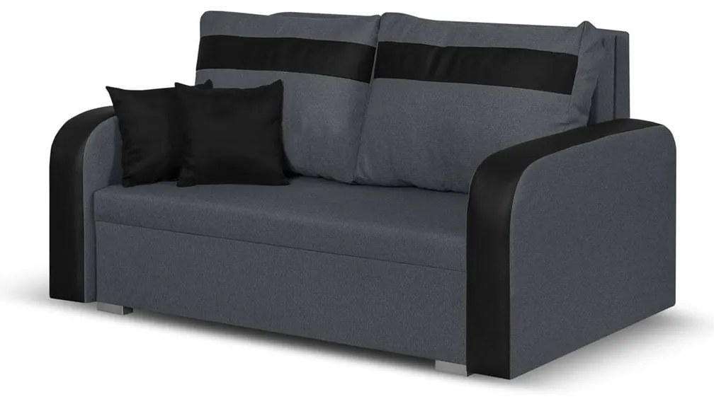 Pohovka pre 2 osoby s funkciou spania KONRAD Sivá/čierna