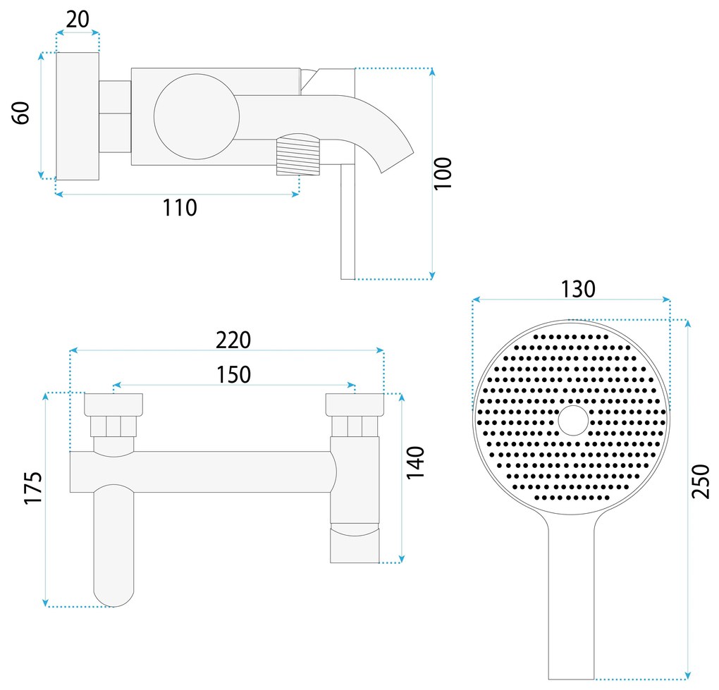 Rea Foster, vaňová batéria s ručnou sprchovou súpravou, brúsená oceľ, REA-B6326