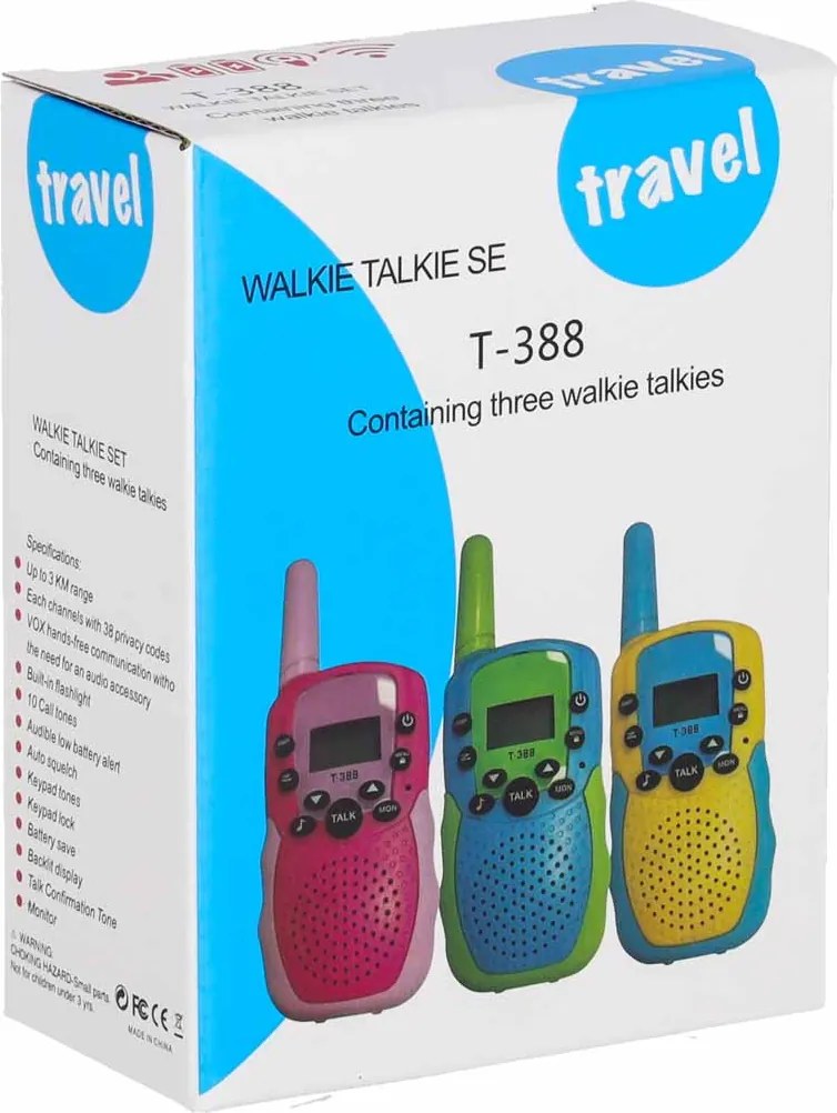 KIK Detské vysielačky Walkie Talkie, sada 3 ks