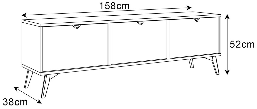 TV STOLÍK FONDY JEDLIČKA SCANDI + EUKALYPTUS 158 cm