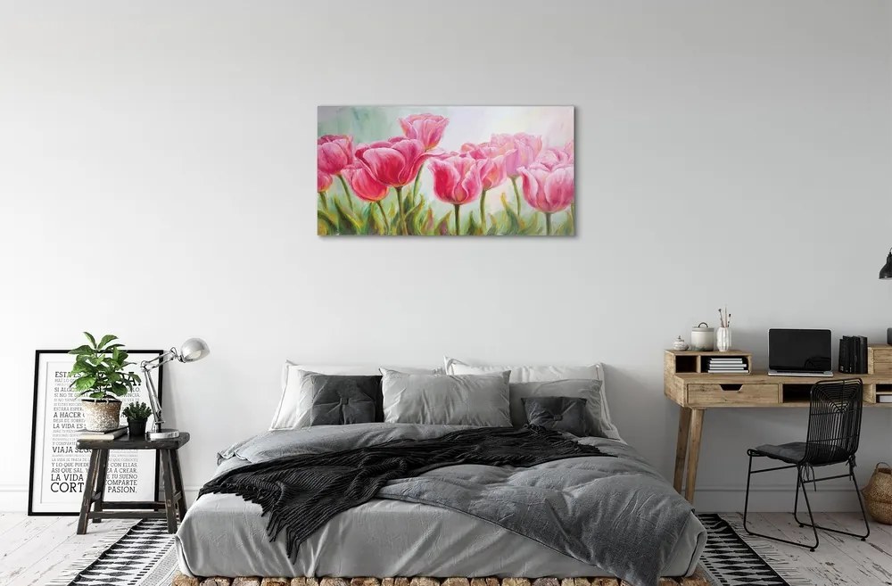 Obraz na skle tulipány obrázok 100x50 cm