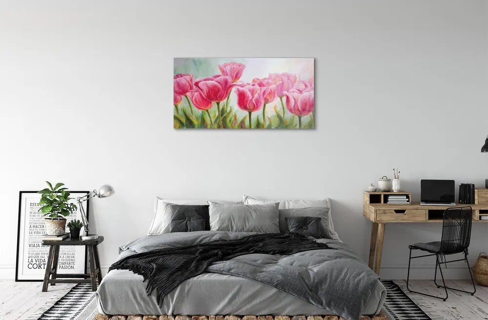 Obraz na skle tulipány obrázok 140x70 cm