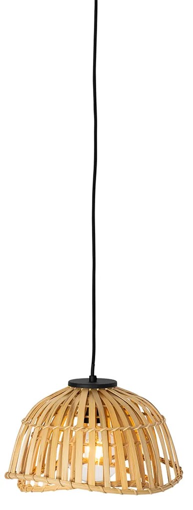Orientálna závesná lampa čierna s prírodným bambusom 30 cm - Pua