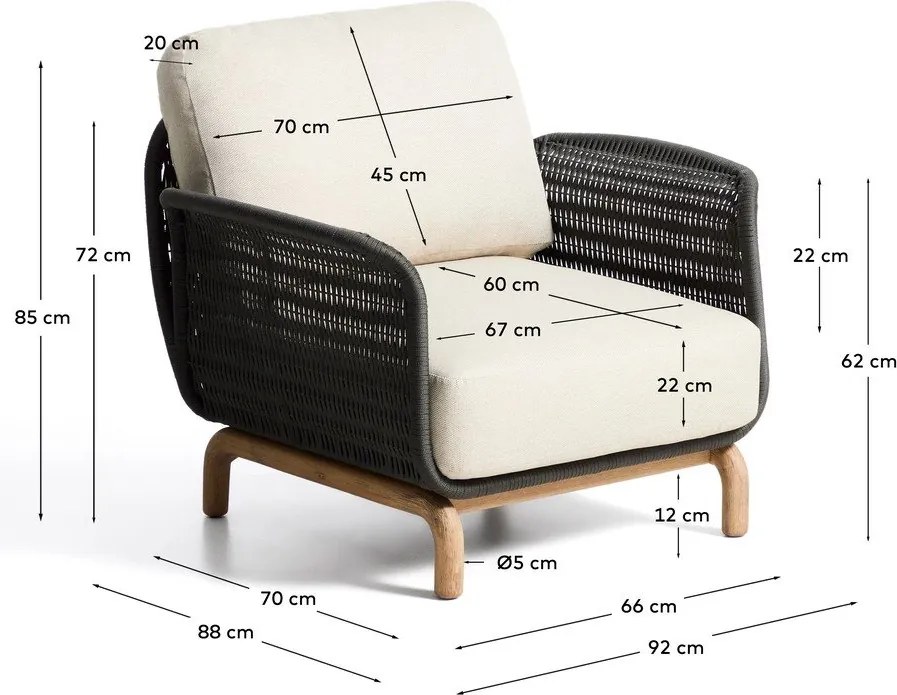 Béžové polstrované záhradné kreslo Alipa – Kave Home