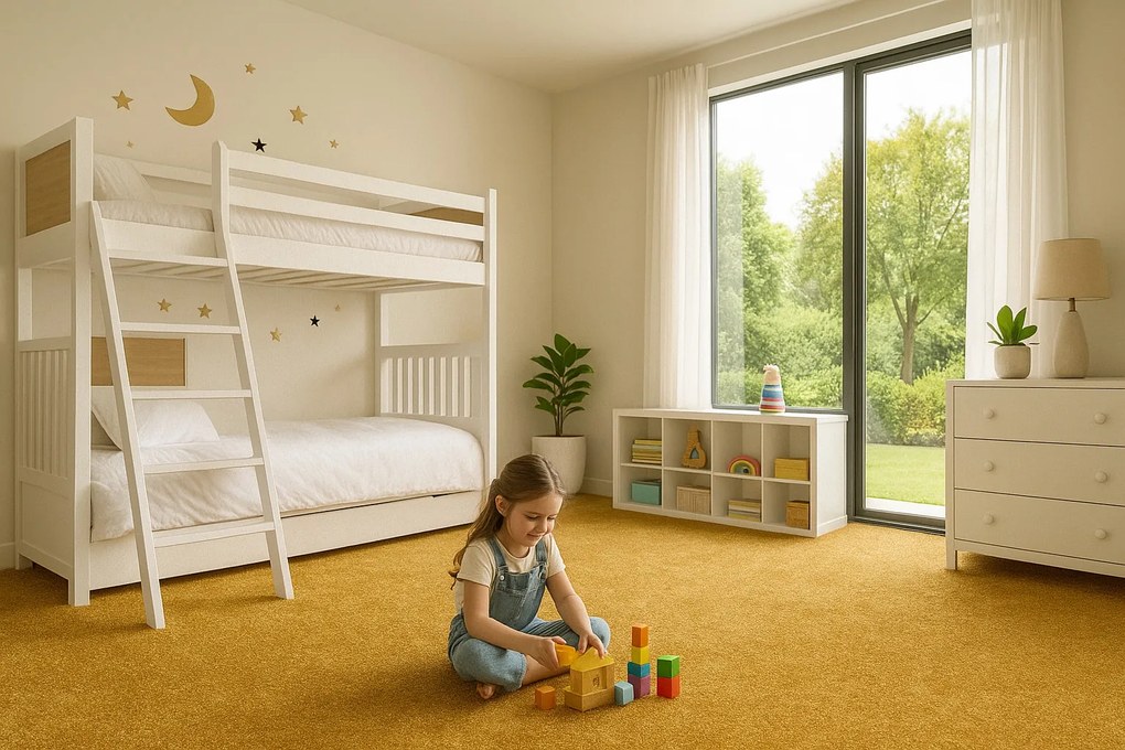 Vopi, Koberec metráž Eton Exklusive žltý - neúčtujeme odrezky z role, na mieru, šíře 1,33m,1m,2m,3m,4m,na mieru, neúčtujeme odrezky, žltá, ab (mriežka), detská izba