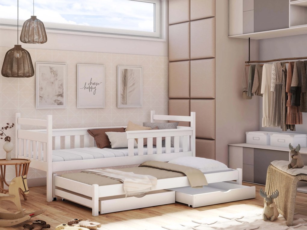 Detská posteľ 90 x 200 cm DORIA (s roštom a úl. priestorom) (biela). Akcia -10%. Vlastná spoľahlivá doprava až k Vám domov. 1013129