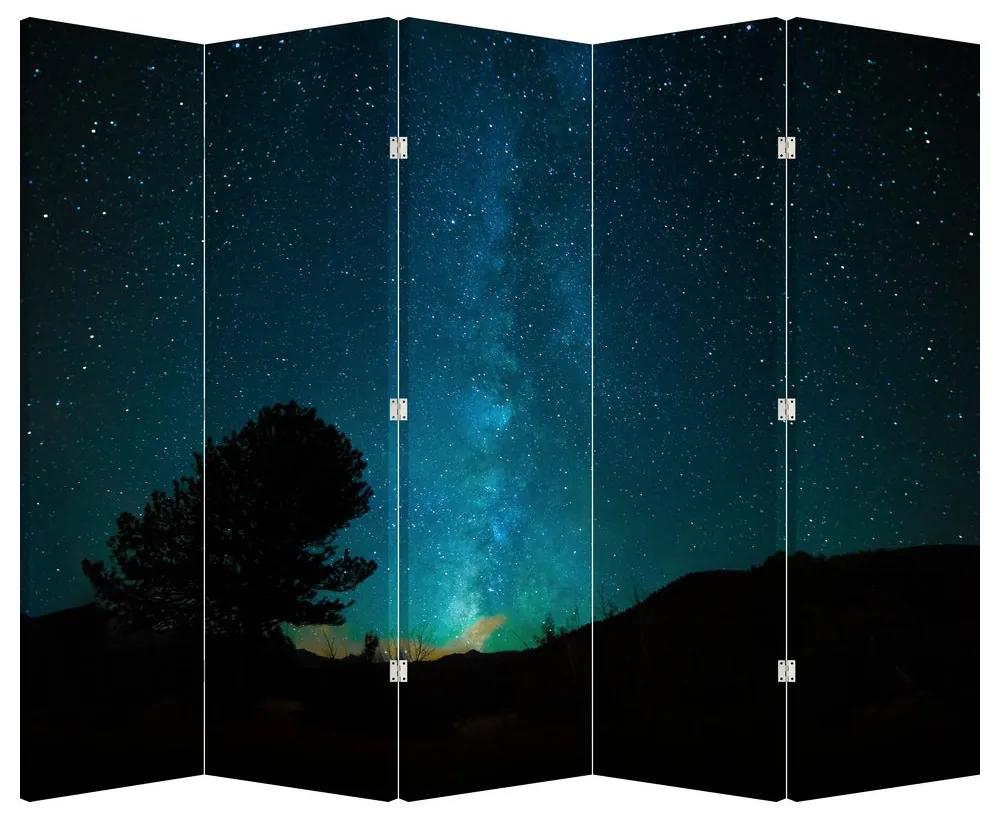 Paraván - Nočná obloha s hviezdami (210x170 cm)