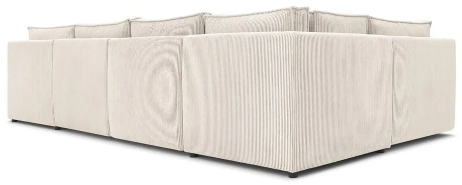 Krémovobiela menčestrová rohová pohovka (do tvaru "U"/variabilná) Nihad modular – Bobochic Paris