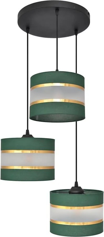 Luster na lanku HELEN 3xE27/15W/230V zelená/zlatá