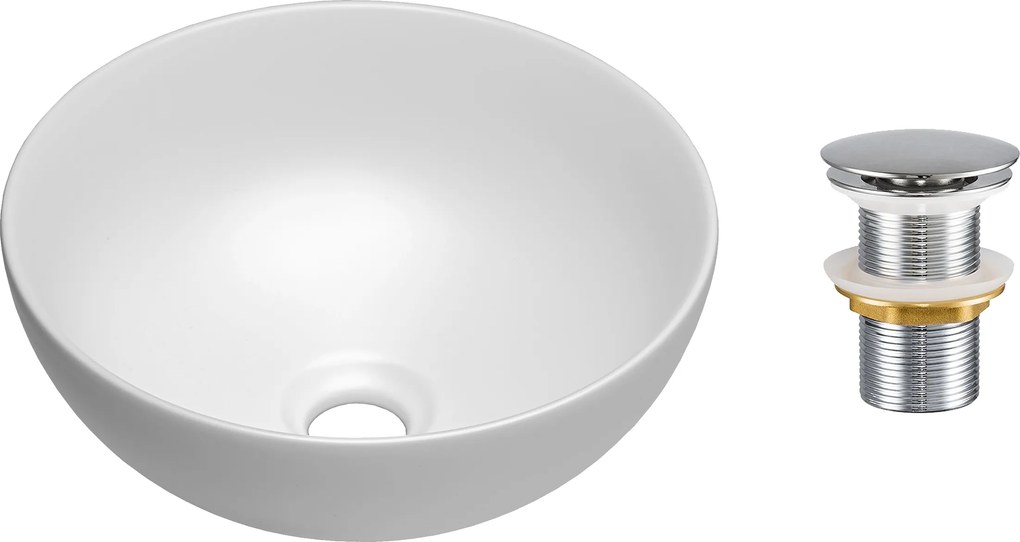 Comad Keramické umývadlo na dosku Domi 32x32 biele + výpusť Click-Clack, chróm
