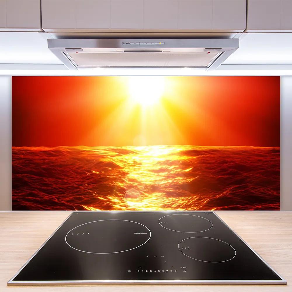 Sklenený obklad Do kuchyne Západ slnka more vlna 120x60 cm