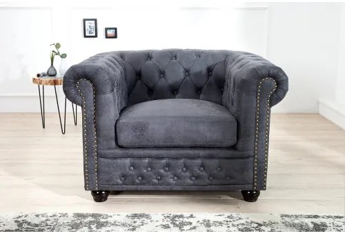 Kreslo 37389 Chesterfield Antik šedá  - Komfort-nábytok