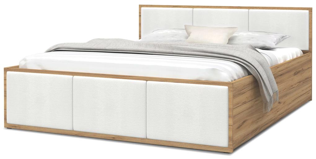 GL Čalúnená jednolôžková posteľ s úložným priestorom Dolly - dub craft/biela 120