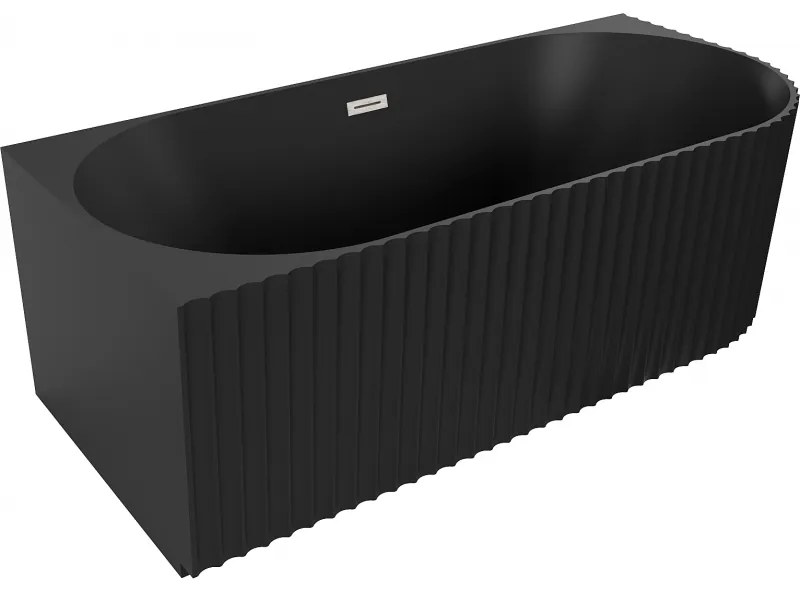 Mexen Gia, voľne stojaca rohová vaňa, drážkovaná, ľavá, 170 x 80 cm, čierna matná, brúsená oceľ, 52701708071L-97