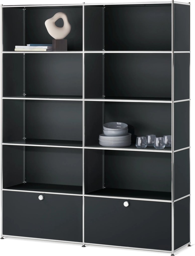 Regál »CN3« s 2 výklopnými dvierkami, čierny