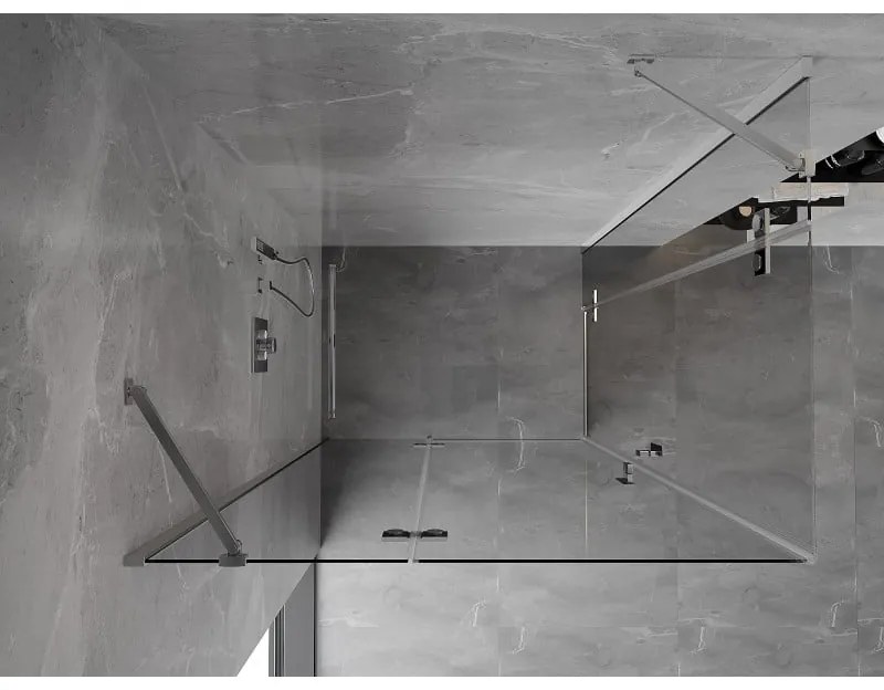 Mexen Mist-H Duo, 2-krídlový výklopný sprchový kút 100 x 90 cm, číre sklo, chrómový profil, 8A5-100L-090P-01-00