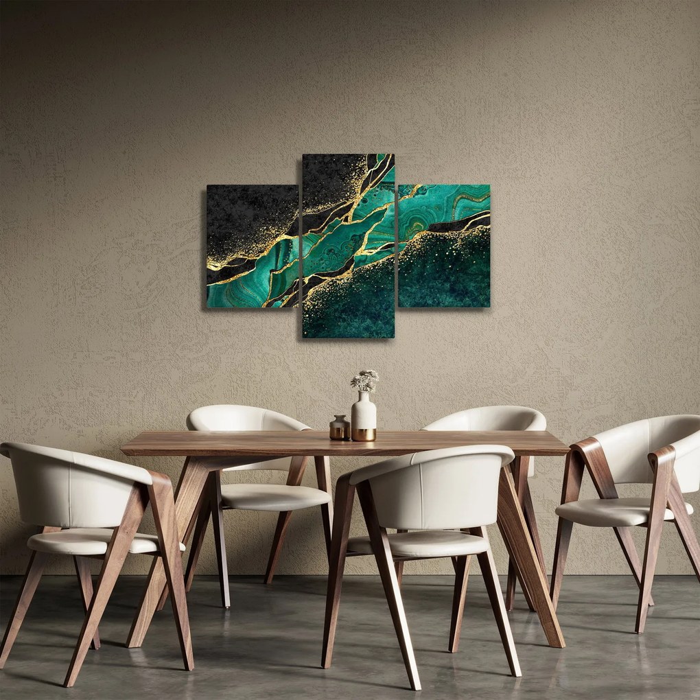 Obraz - Petrolejovo-zlaté mramorovanie (90x60 cm)