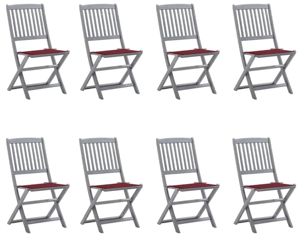 Skladacie vonkajšie stoličky 8 ks s podložkami akáciový masív 3078299