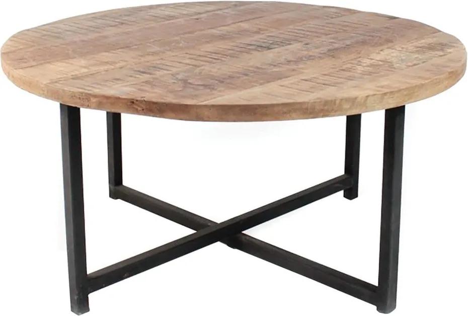 Čierny konferenčný stolík s doskou z mangového dreva LABEL51 Dex, ⌀ 80 cm
