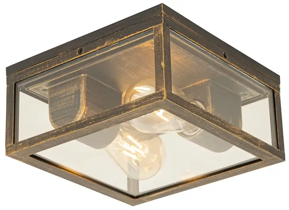Vintage stropné svietidlo starožitné zlaté IP44 2 svetlá - Charlois | BIANO